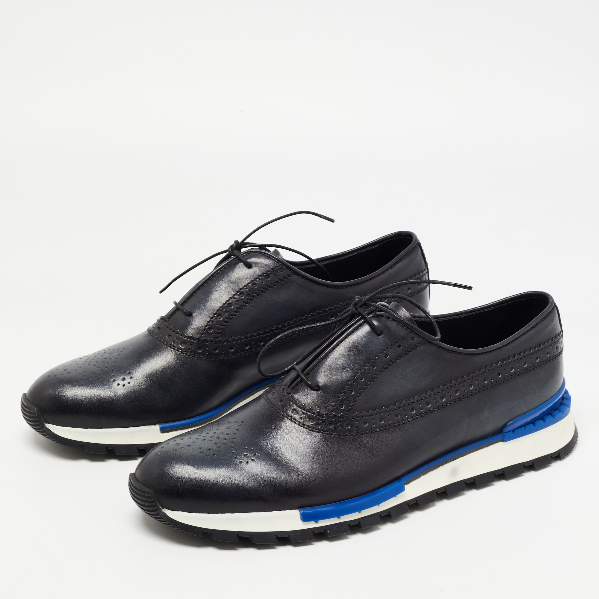 

Berluti Two Tone Brogue Leather Fast Track Sneakers Size, Navy blue