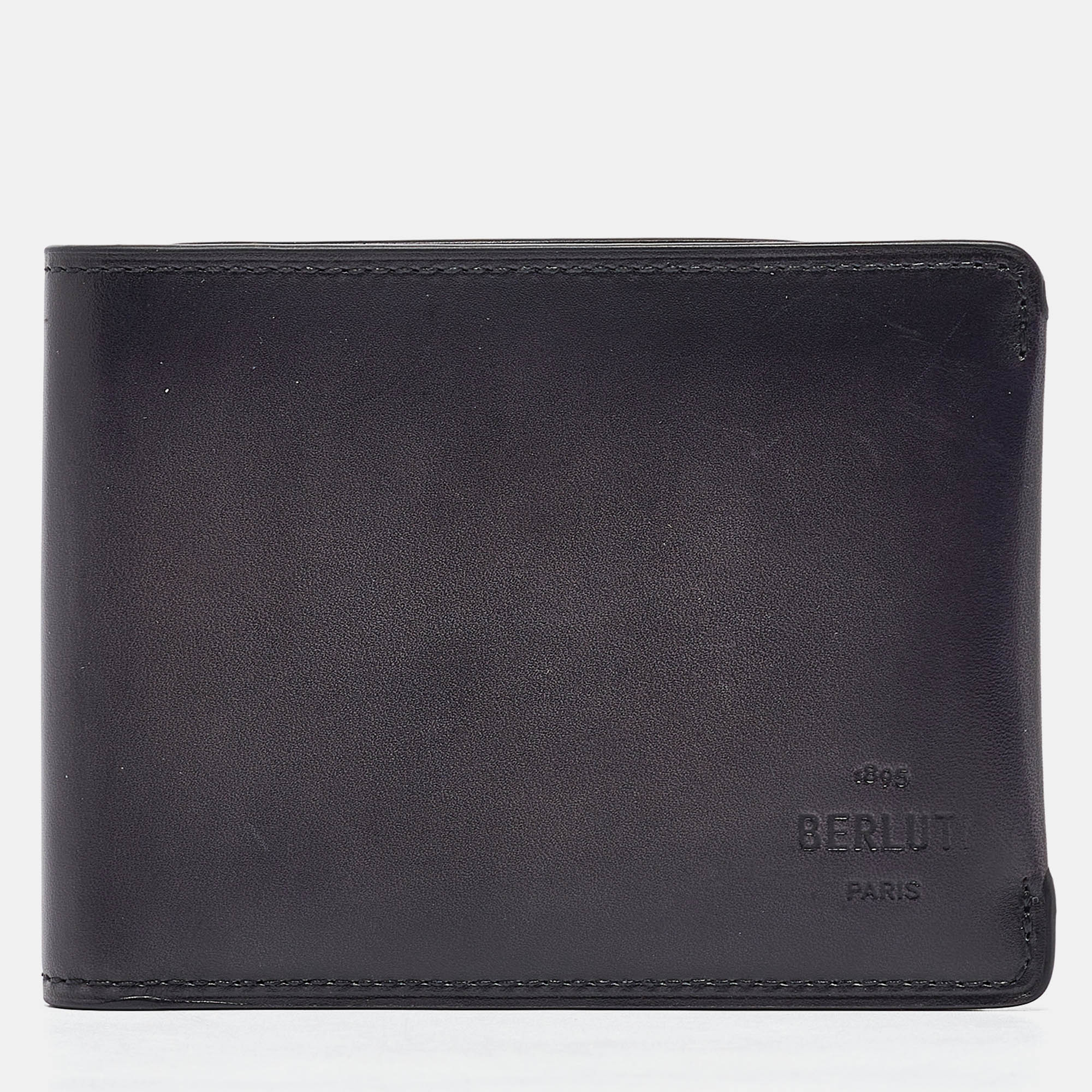 Pre-owned Berluti Midnight Blue Leather Bifold Wallet