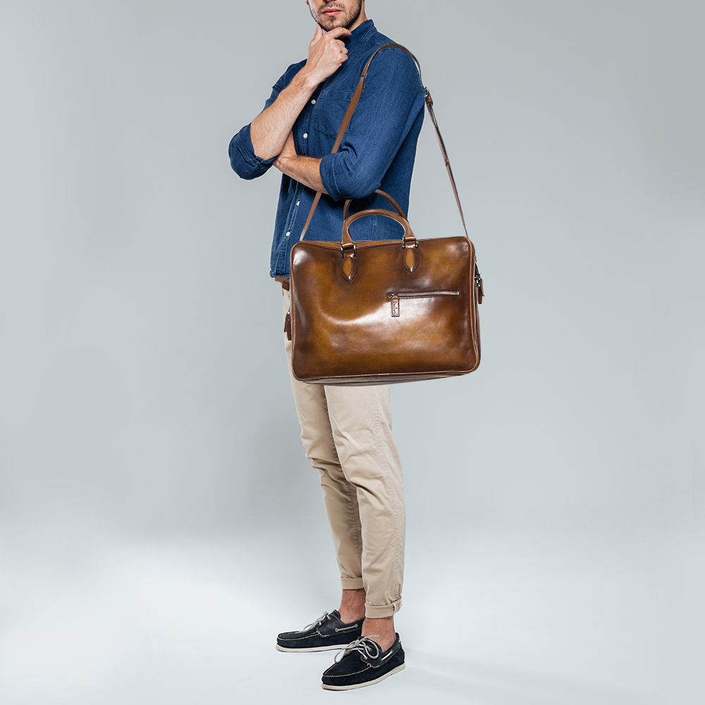 

Berluti Brown Venezia Leather Deux Jours Briefcase