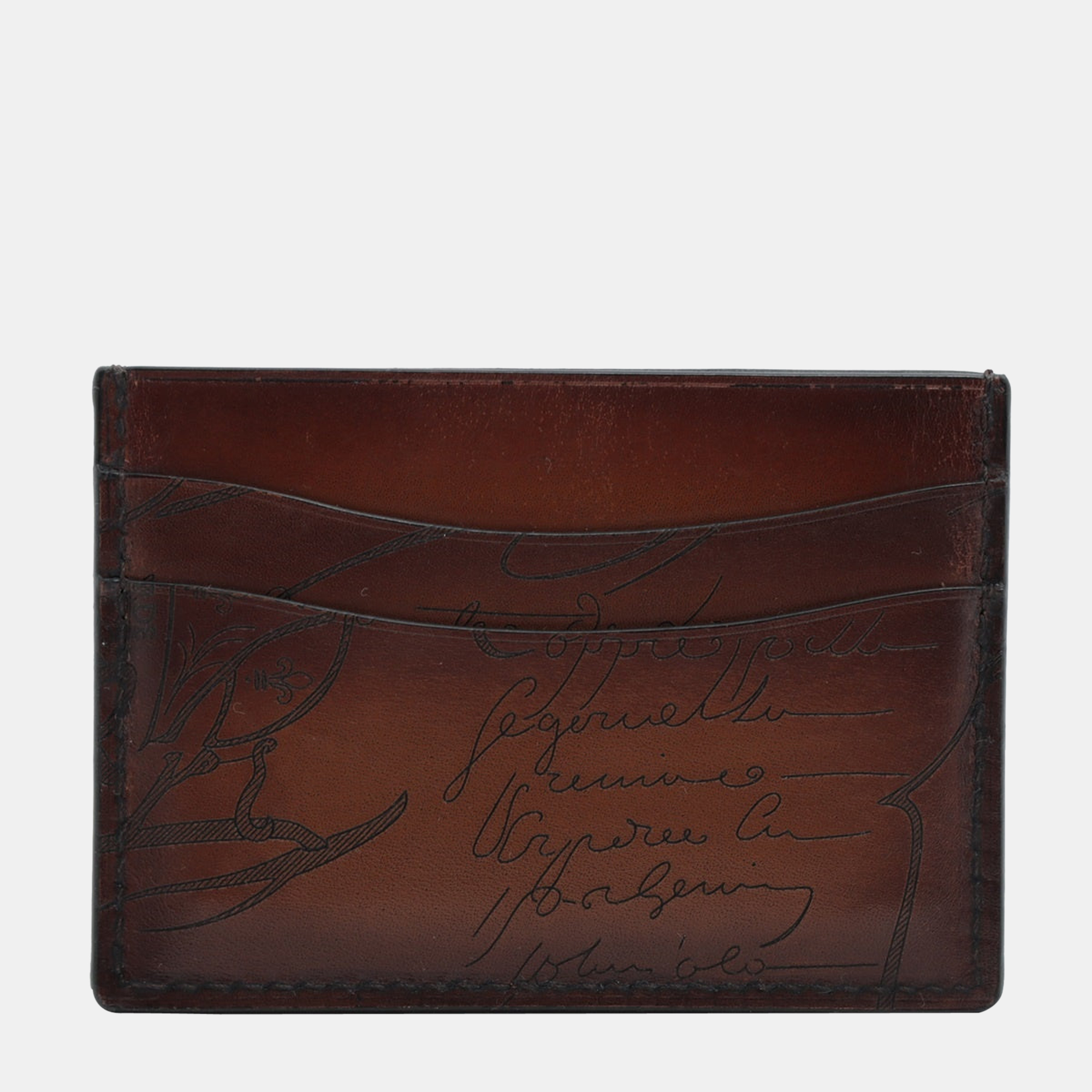 

Berluti Calligraphy Leather Card case Brown