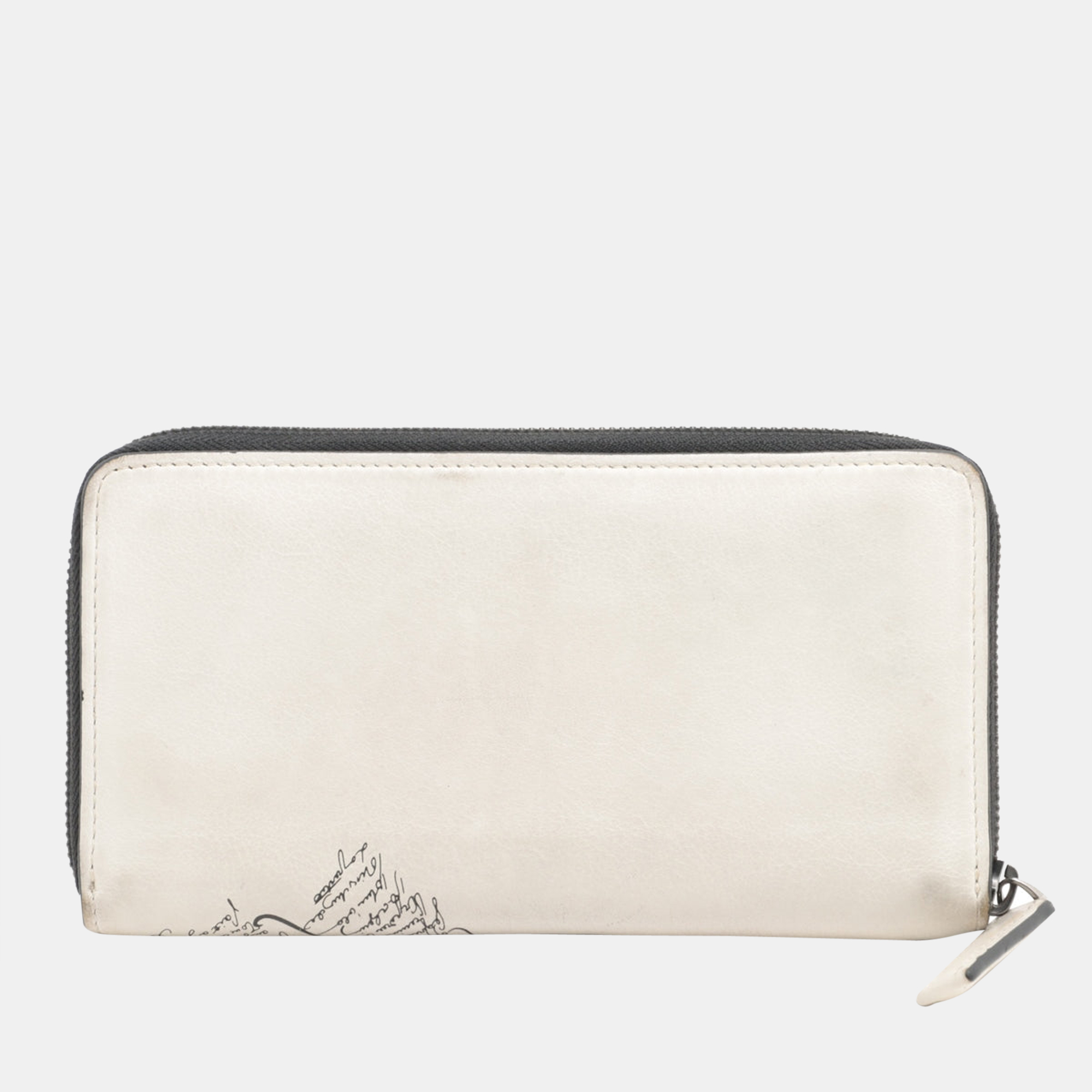

Berluti Calligraphy Leather Round-Zip-Wallet White