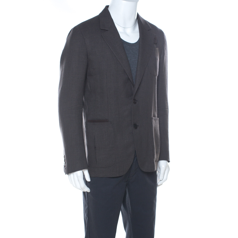 

Berluti Brown Regular Fit Wool and Silk Blend Blazer