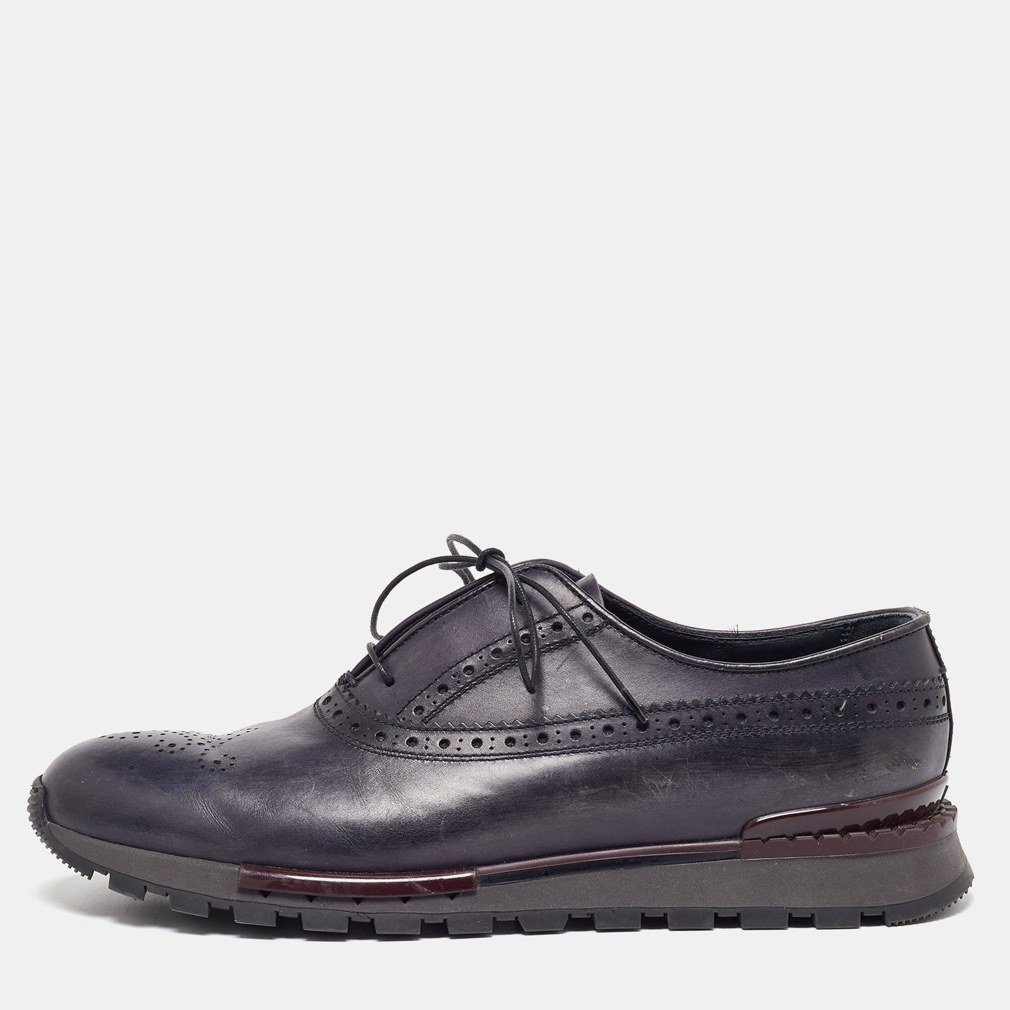 

Berluti Blue Leather Brogue Sneakers Size, Navy blue