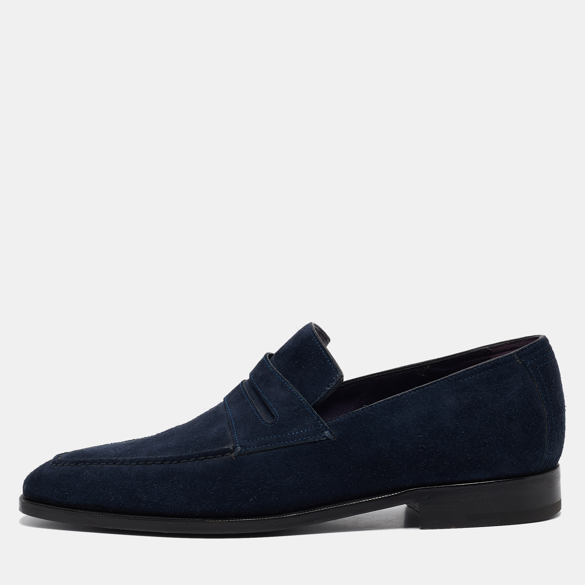 

Berluti Navy Blue Suede Penny Loafers Size 41