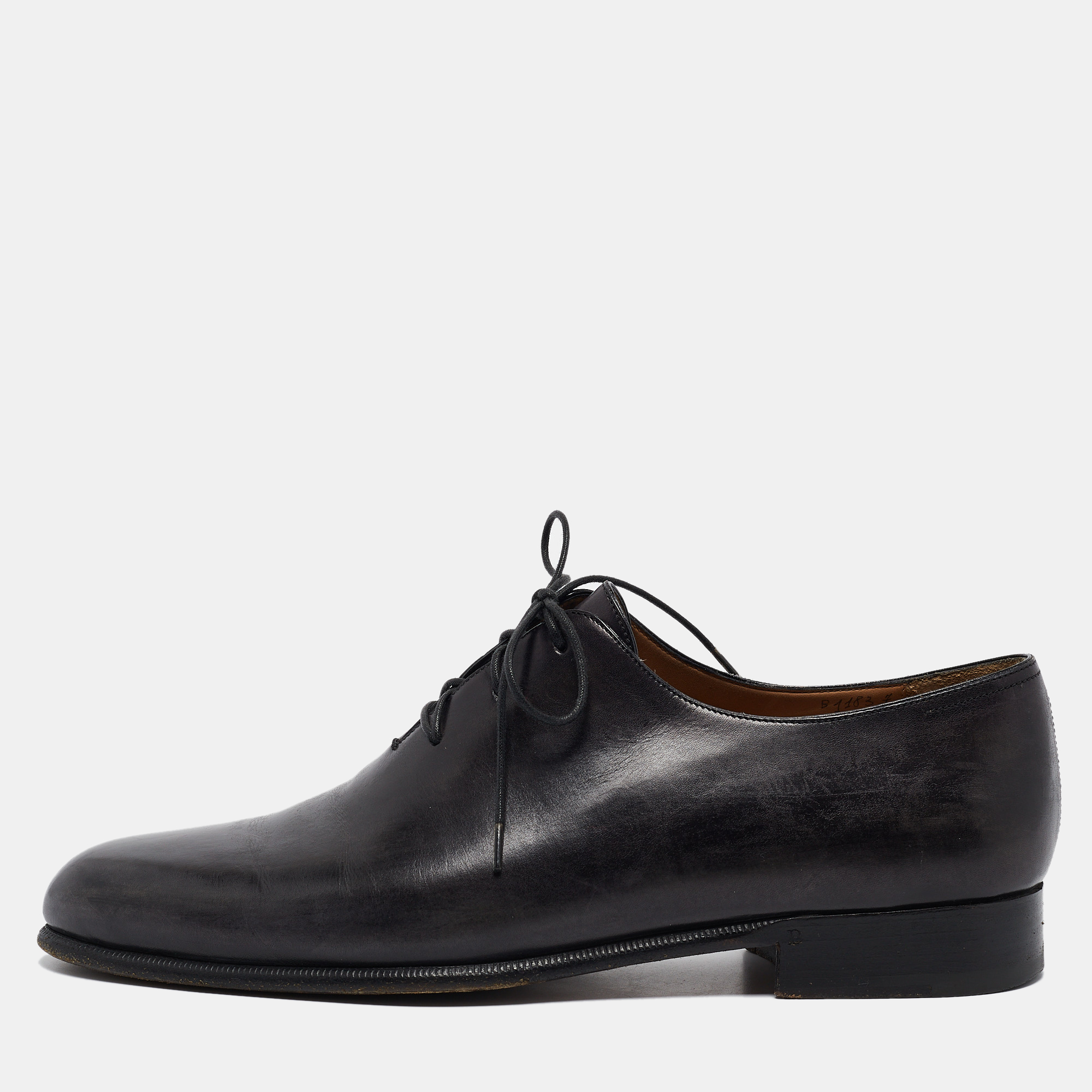 

Berluti Black Galet Leather Alessandro Oxfords Size 41