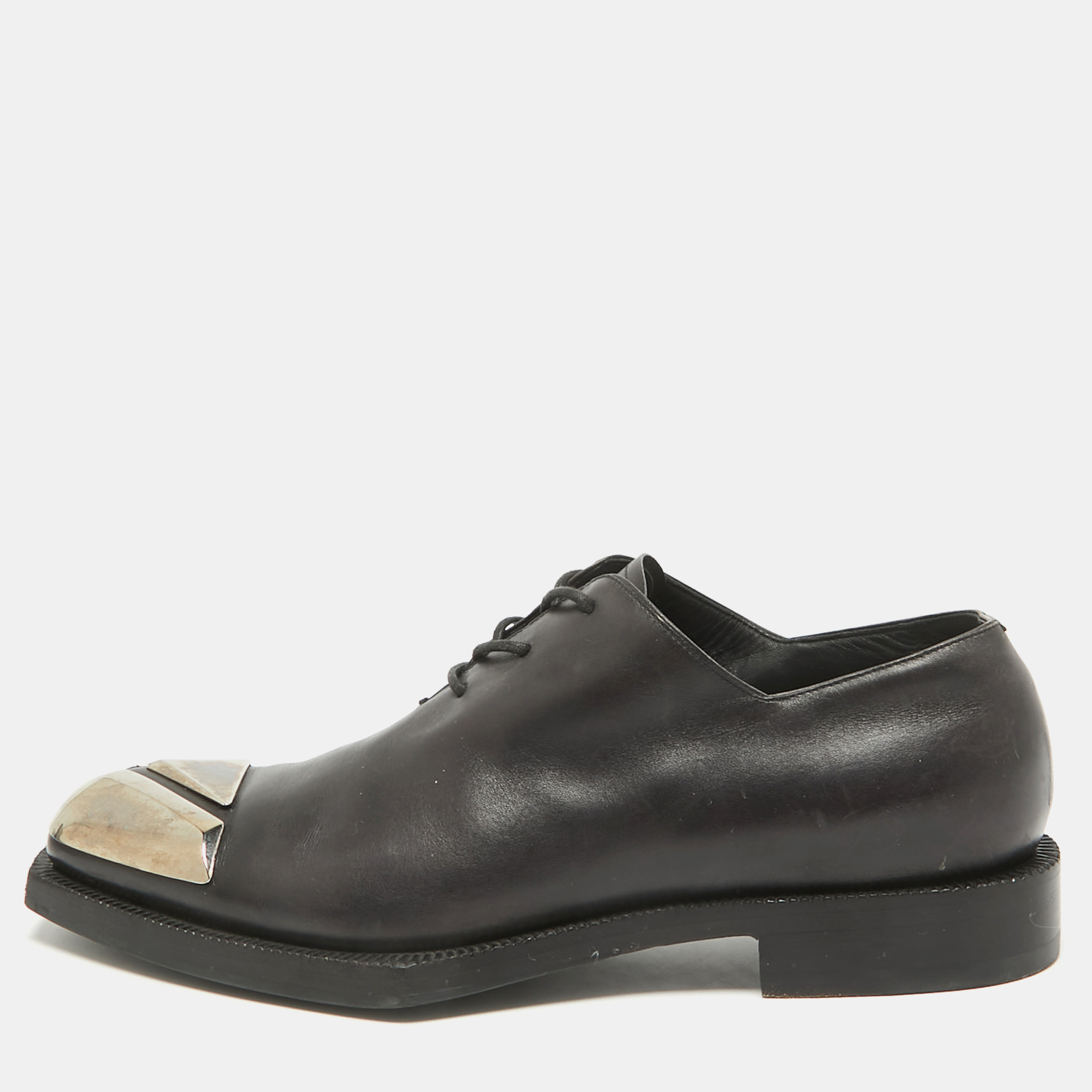 

Berluti Black Leather Pointed Toe Lace Up Oxfords Size