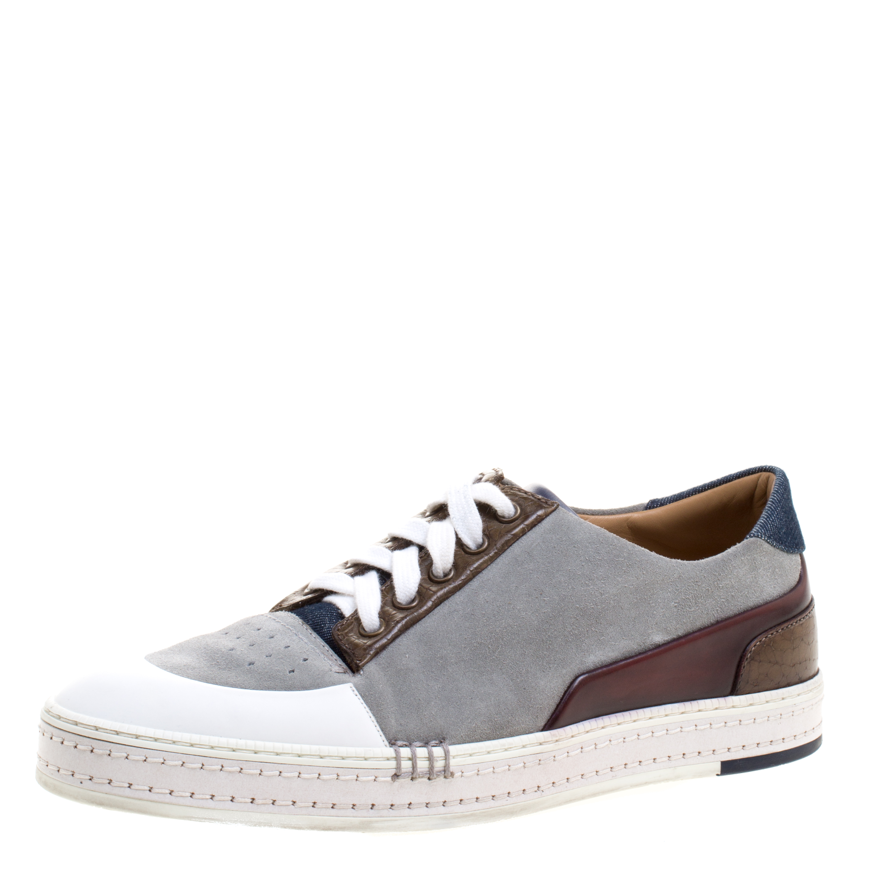 Berluti Multicolor Leather and Suede Sneakers Size 41