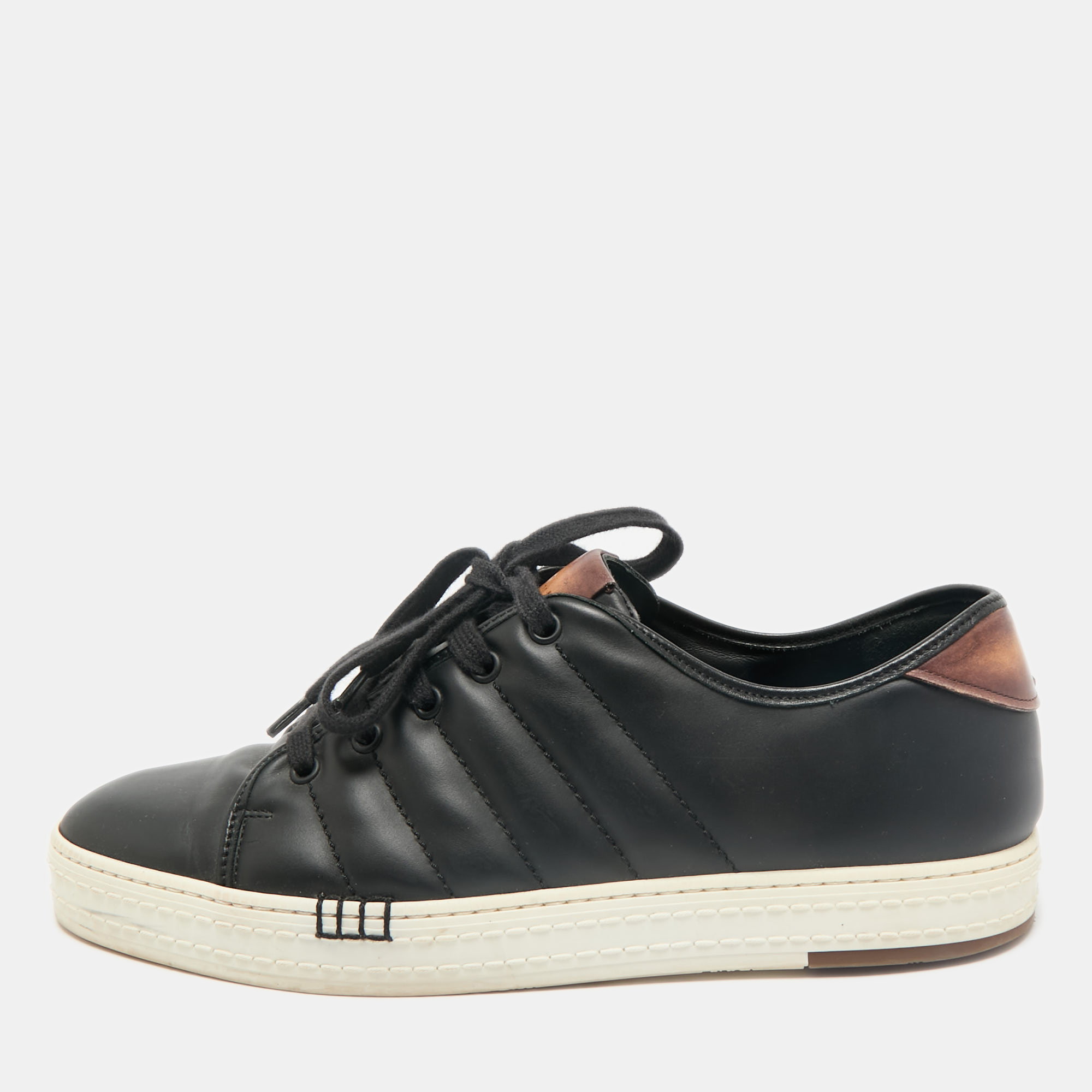 

Berluti Black/Brown Leather Playtime Low Top Sneakers Size 42.5