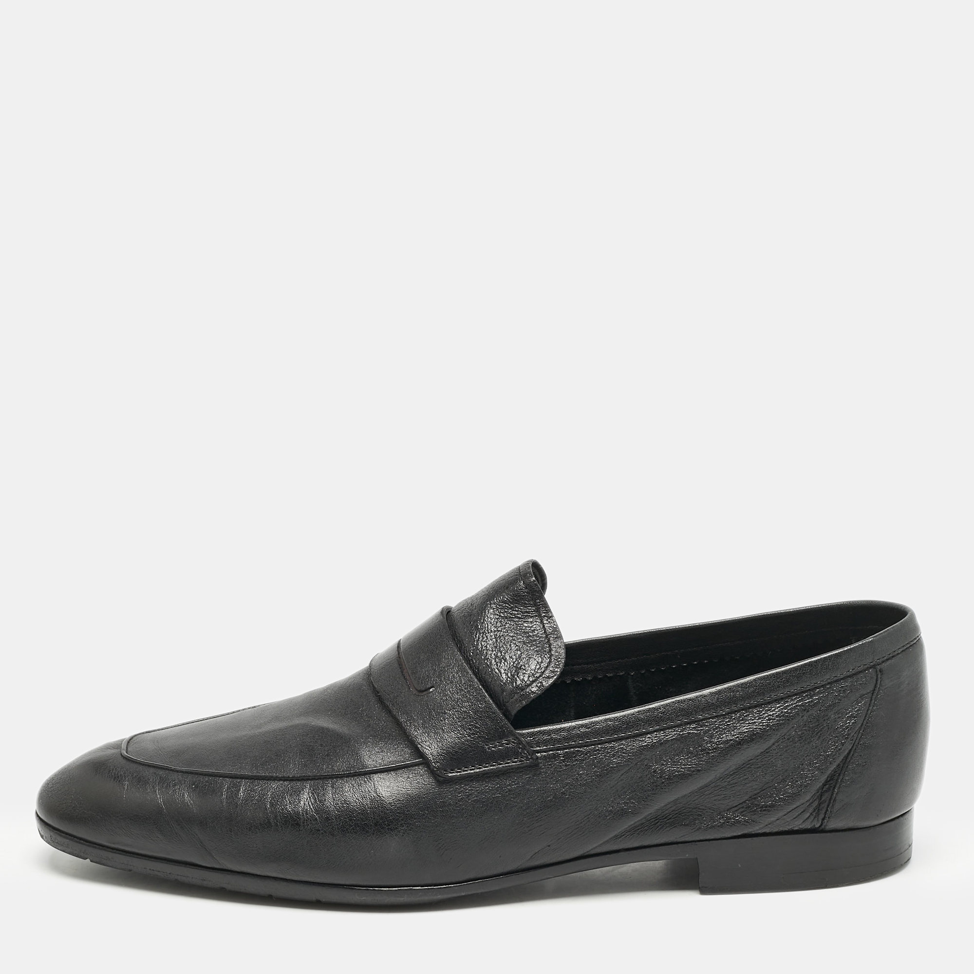 

Berluti Black Leather Penny Loafers Size 42.5