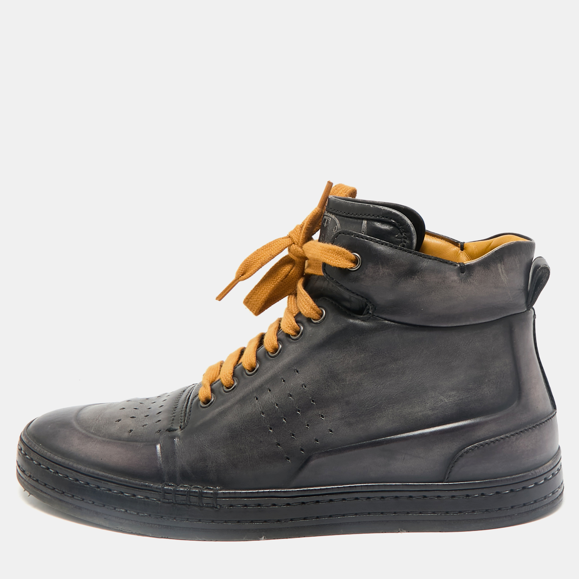 

Berluti Two Tone Leather Playtime High Top Sneakers Size 43, Black