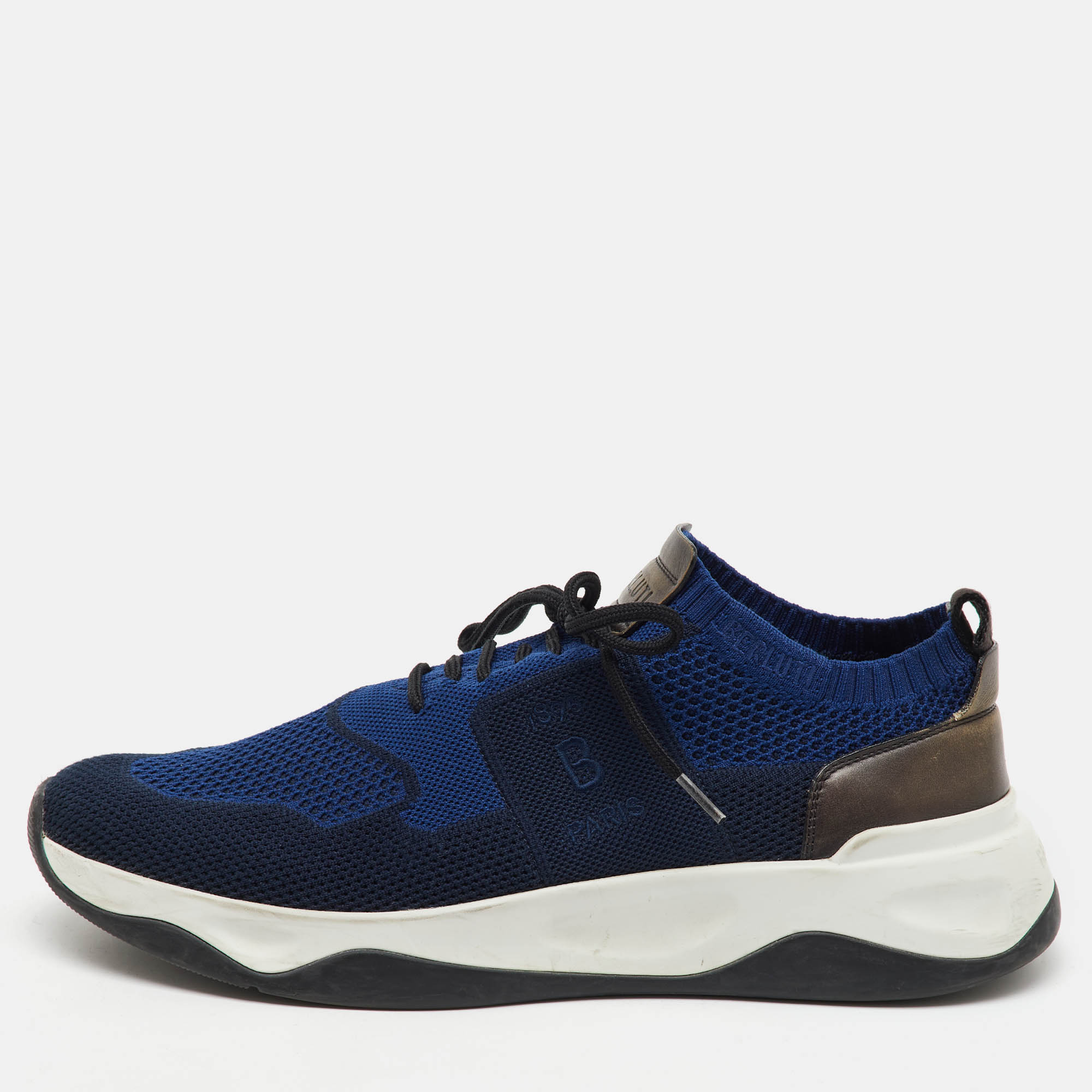 

Berluti Navy Blue Knit Fabric and Leather Shadow Sneakers Size 44.5
