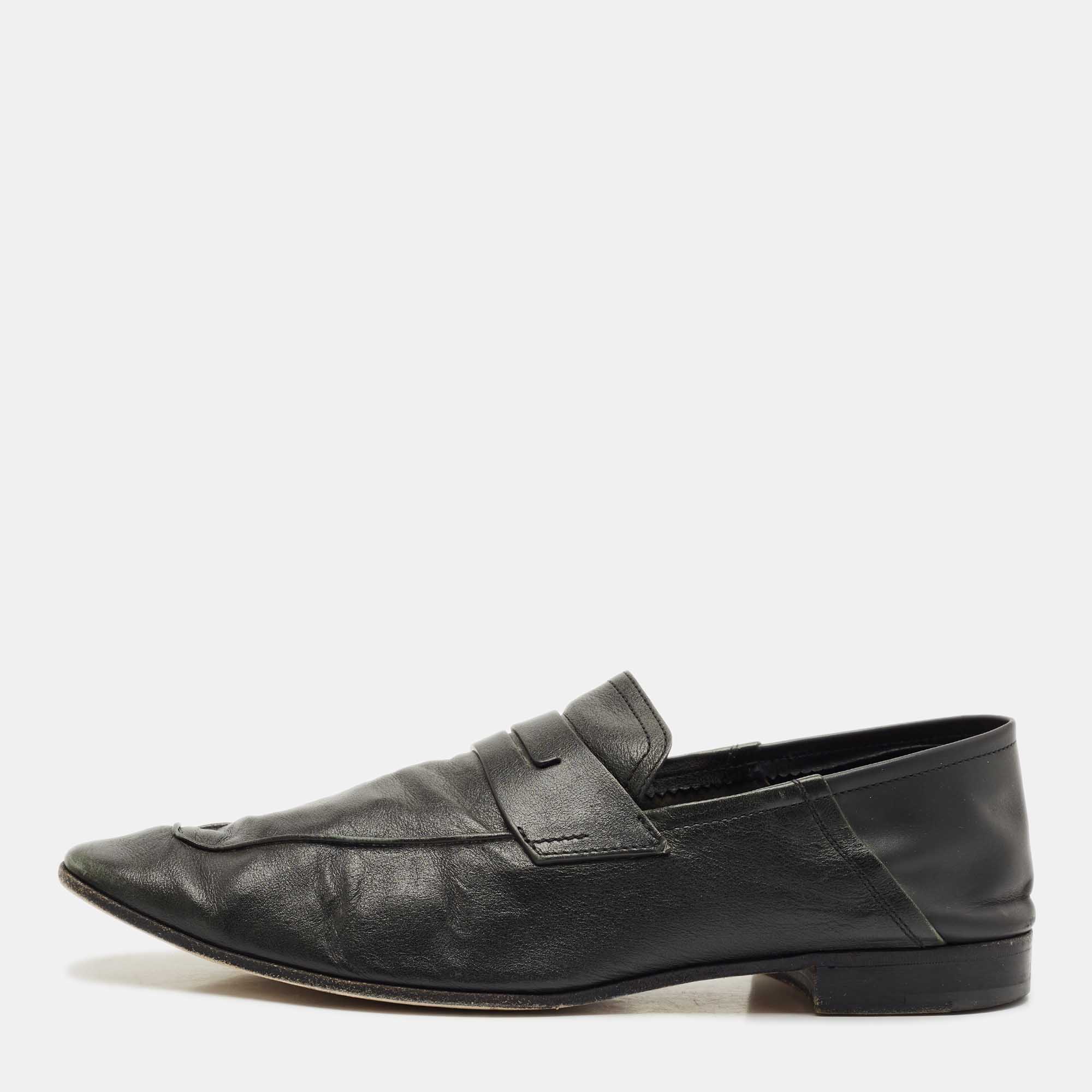 Pre-owned Berluti Black Leather Lorenzo Slip On Loafers Size 44.5