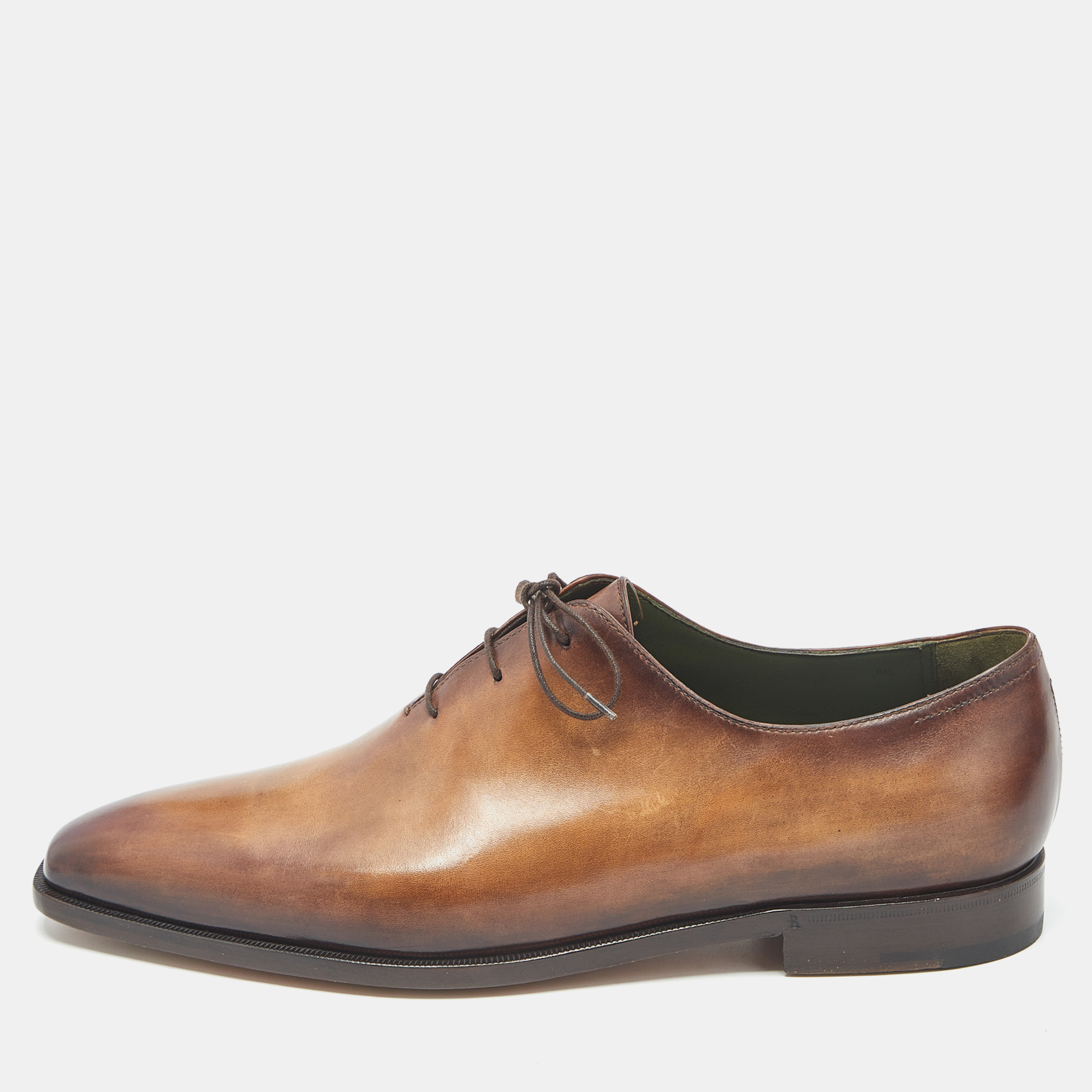 

Berluti Brown Leather Alessandro Démesure Oxfords Size 44.5
