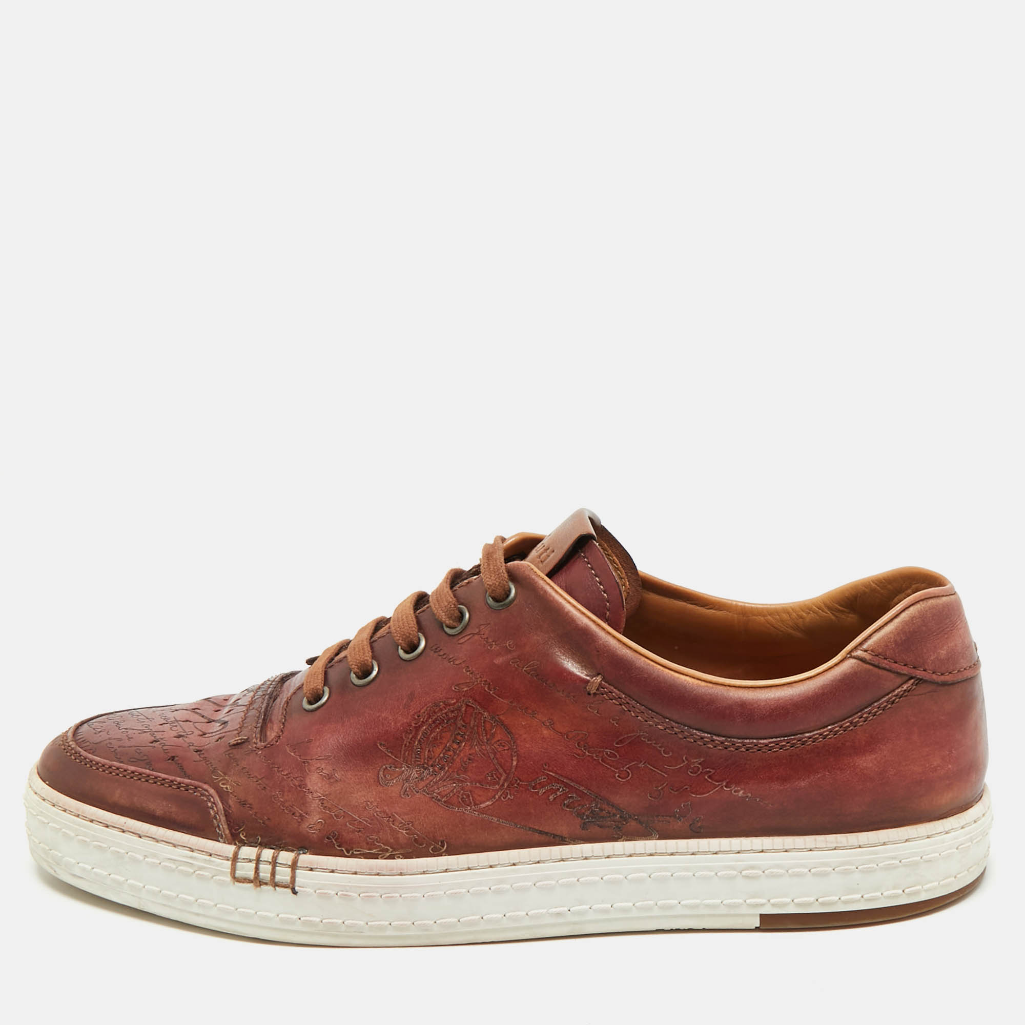 

Berluti Brown Scritto Leather Playtime Low Top Sneakers Size 43