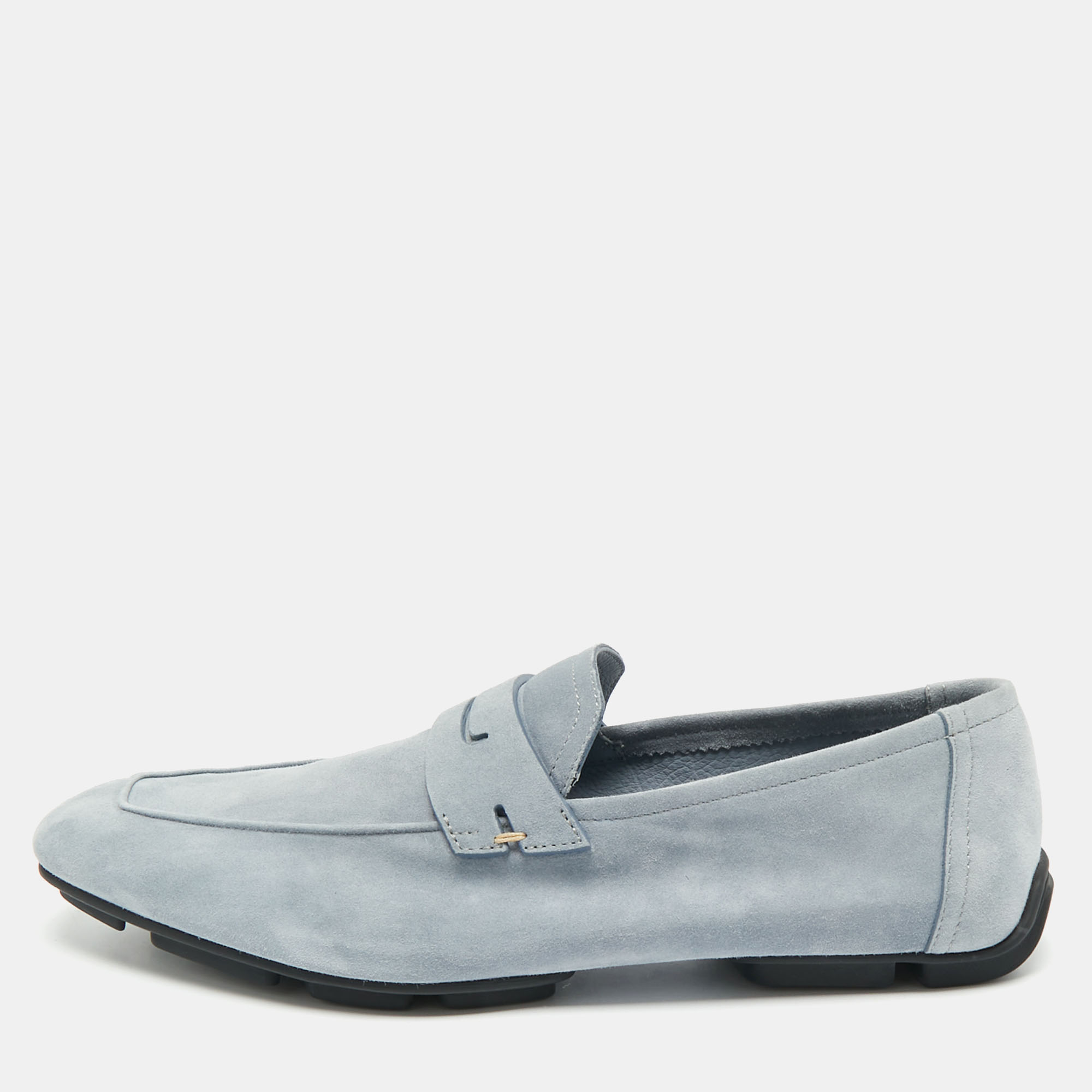 Berluti Blue Suede Rimini  Penny Loafers Size 42