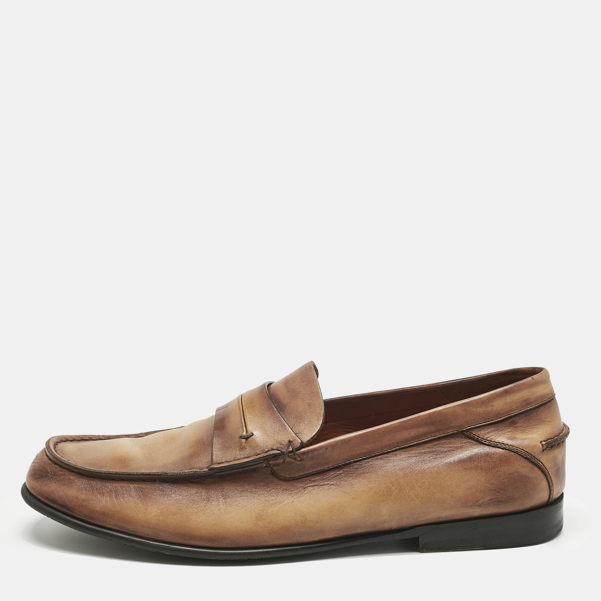 

Berluti Brown Leather Penny Loafers Size 44.5