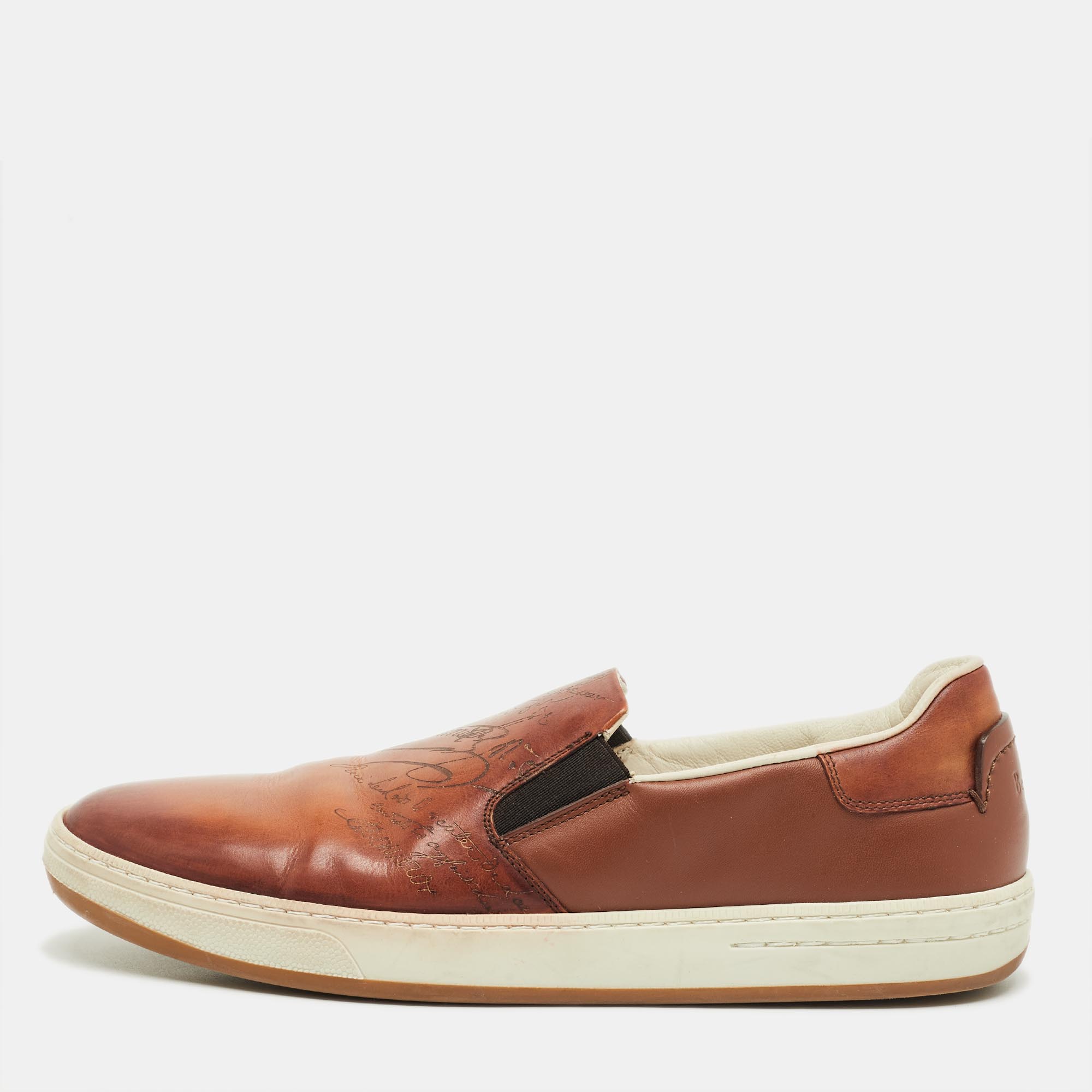 

Berluti Brown Leather Slip On Sneakers Size 42