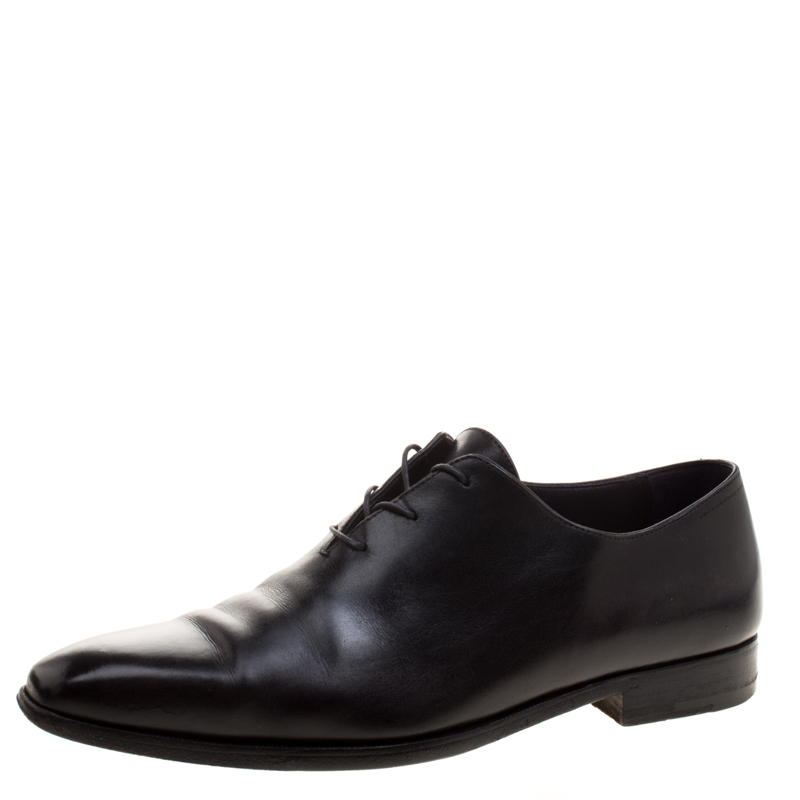 Pre Owned Berluti Black Leather Alessandro Lace Up Oxfords Size 41.5