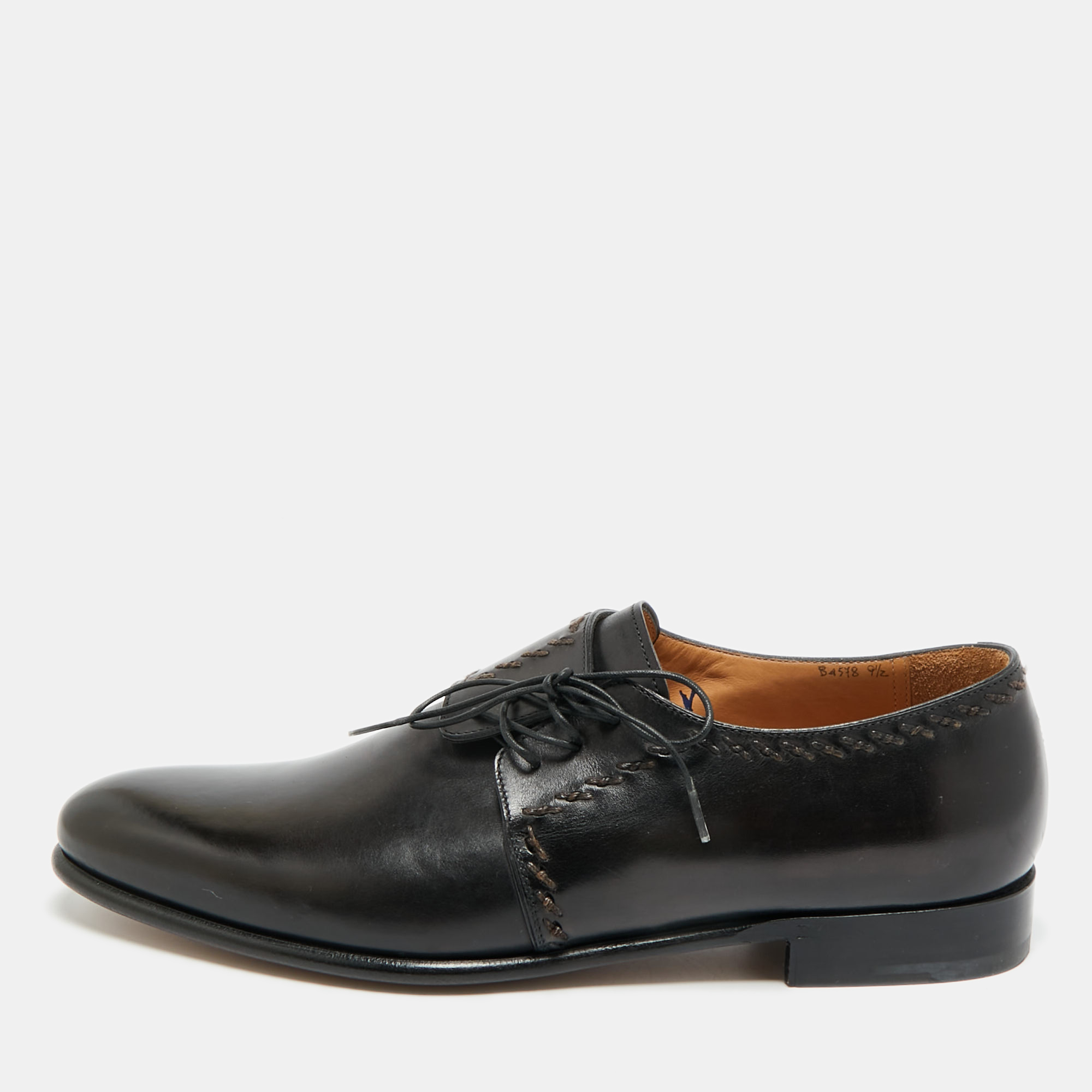 

Berluti Size 43 Black Leather Lace Up Oxfords
