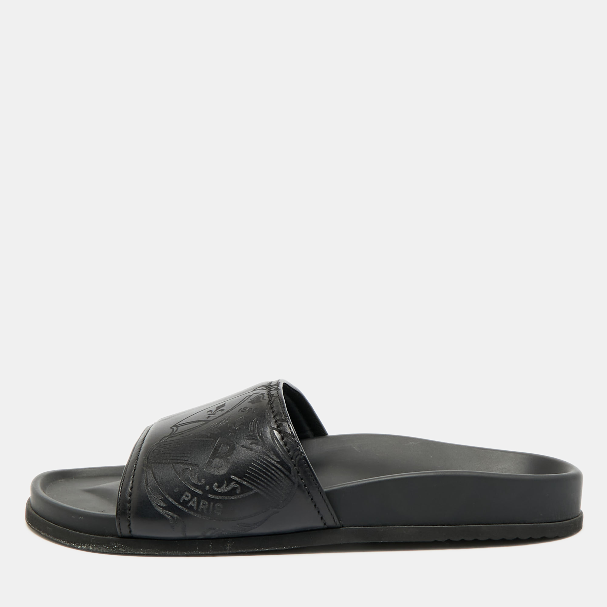 

Berluti Size 43 Black Leather Flat Slide