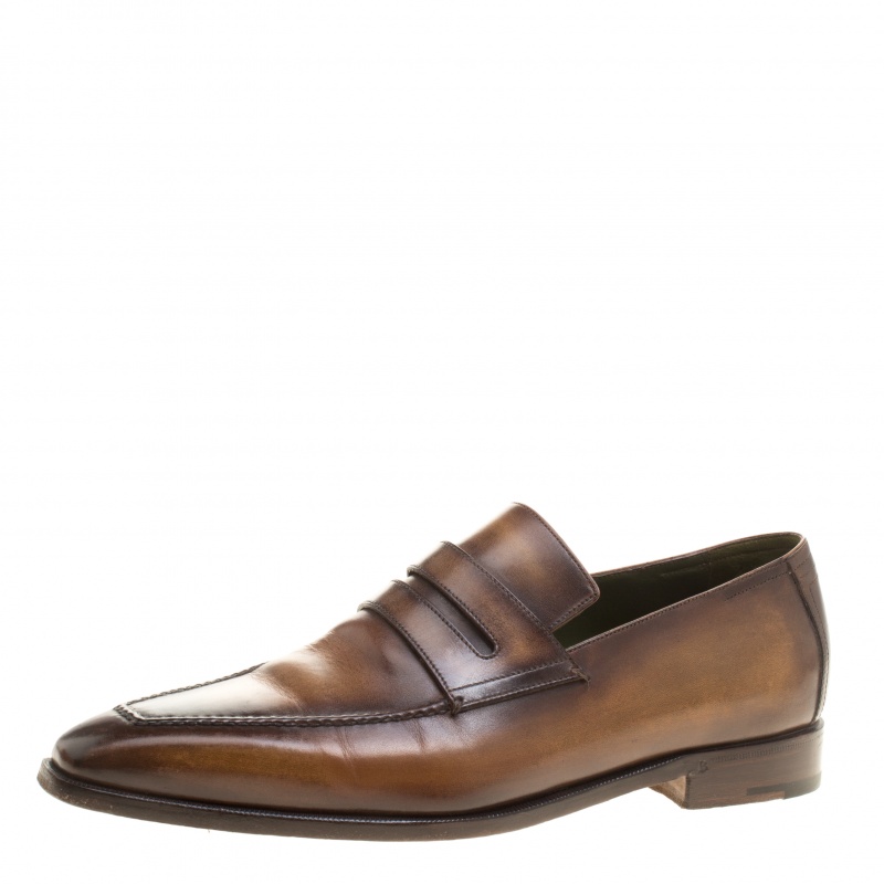Berluti Brown Leather Andy Penny Loafers Size 42.5 Berluti | The Luxury ...