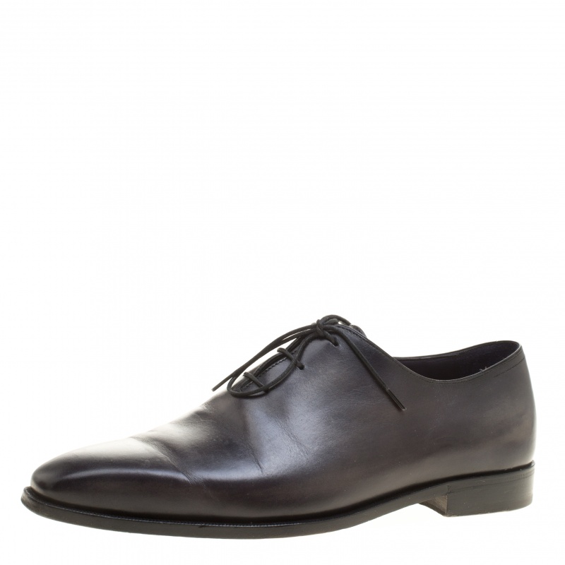 Berluti Shadow Grey Leather Alessandro Oxfords Size 42.5