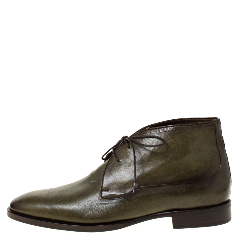 

Berluti Olive Green Leather Lace Up Desert Boots Size