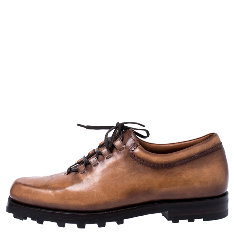 

Berluti Two Tone Brown Leather Lace Up Derby Size