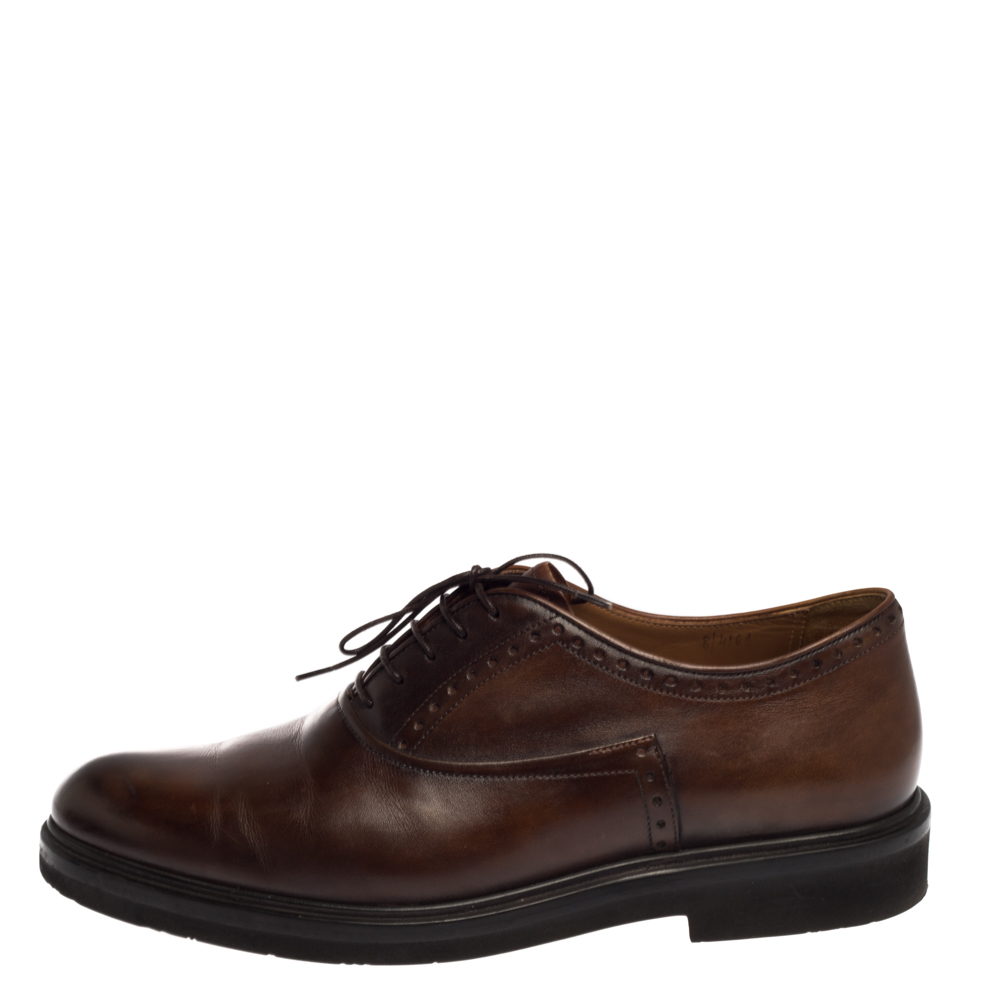 

Berluti Brown Leather Lace Up Oxfords Size