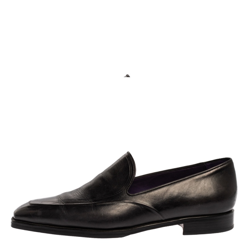 

Berlutti Black Leather Slip On Loafers Size