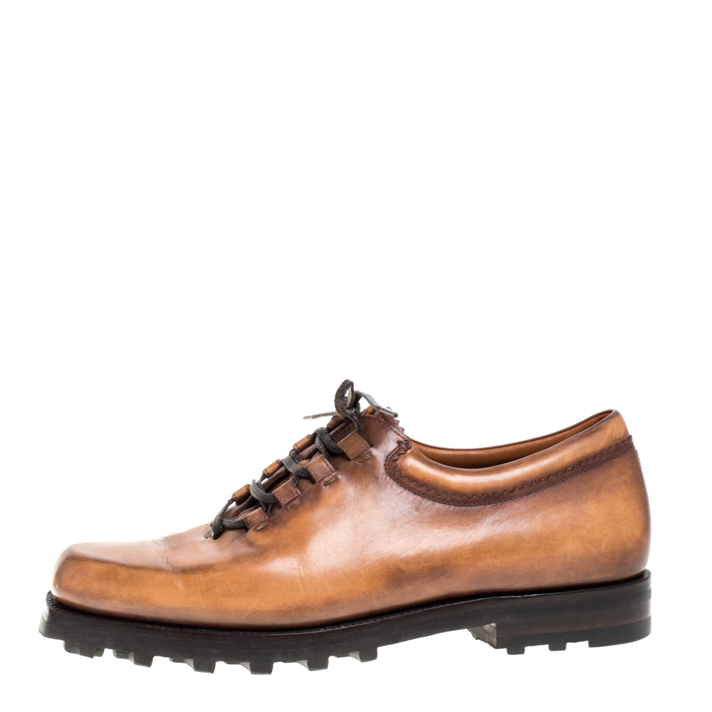 

Berluti Brown Leather Lace Up Oxfords Size