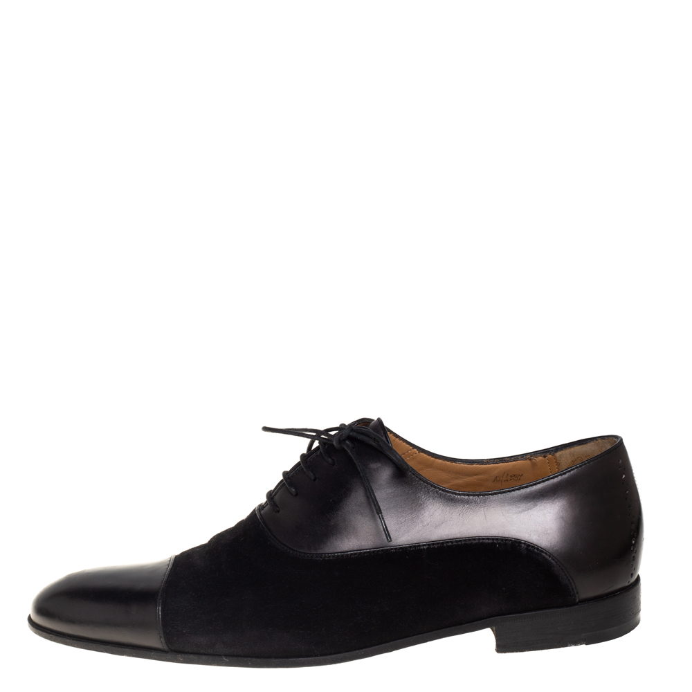 

Berluti Black Suede And Leather Lace Up Oxford Size