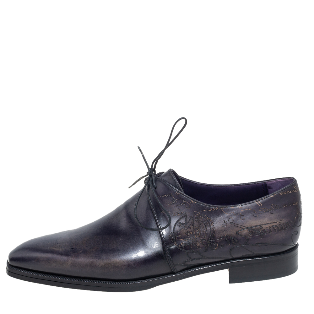 

Berluti Dark Grey Leather Lace Up Oxford Size