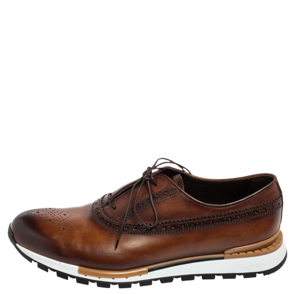

Berluti Brown Leather Fast Track Brogue Sneakers Size
