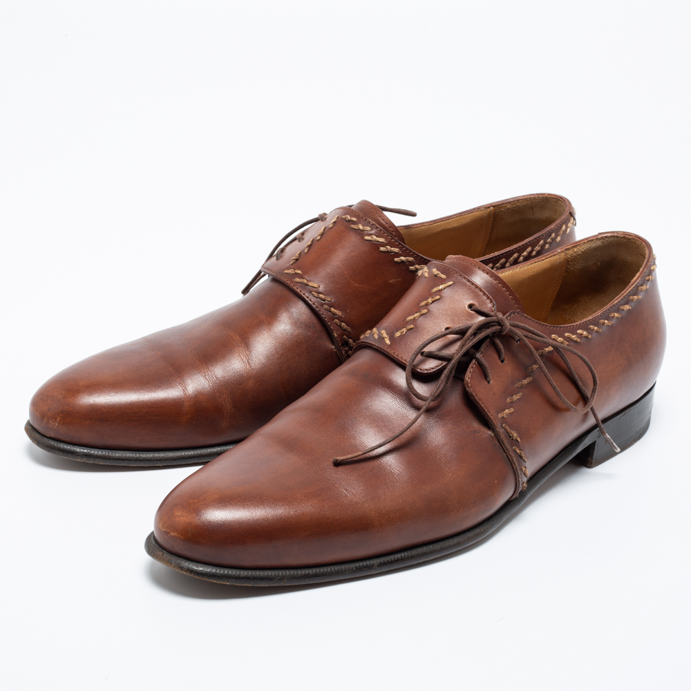 

Berluti Brown Leather Lace Up Oxfords Size