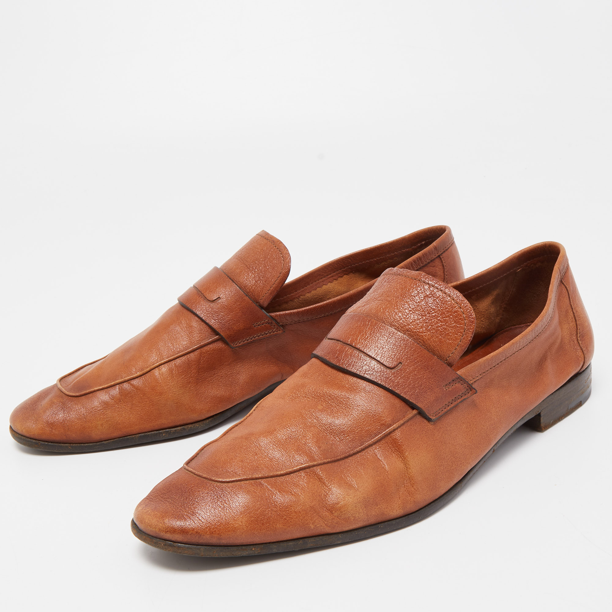 

Berluti Brown Leather Lorenzo Loafers Size
