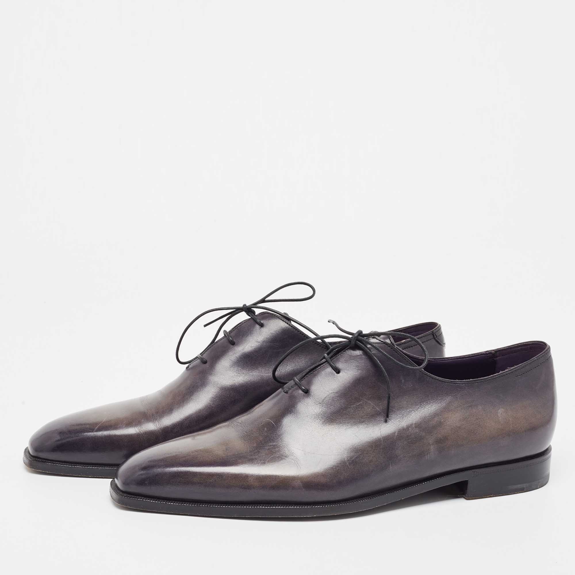 

Berluti Grey Leather Lace Up Oxfords Size