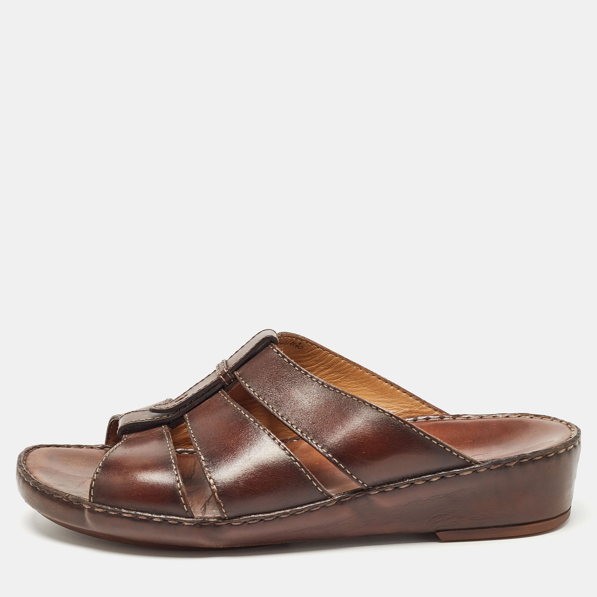 

Berluti Dark Brown Leather Slide Sandals