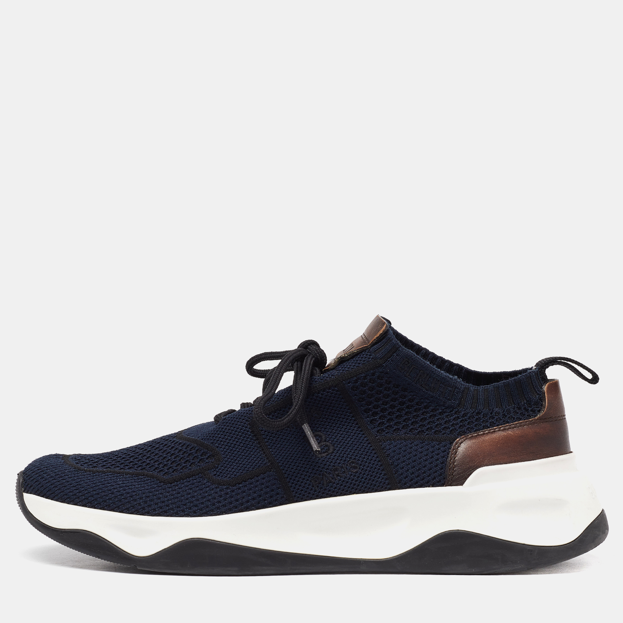 

Berluti Blue Knit Fabric and Leather Shadow Sneakers Size