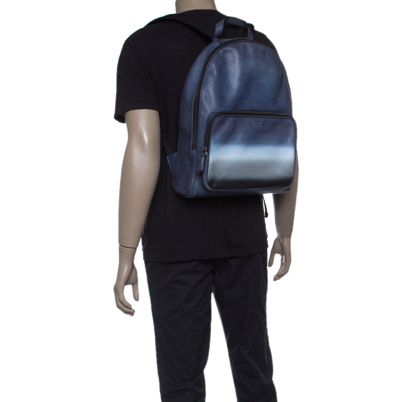 

Berluti Gradient Blue/White Polished Leather Time Off Dégradé Backpack