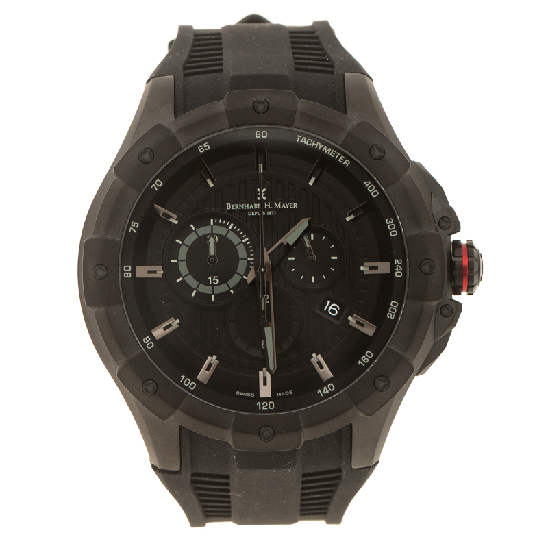 Bernhard H. Mayer Black Stainless Steel Victor Chronograph Men's Wristwatch 50 mm