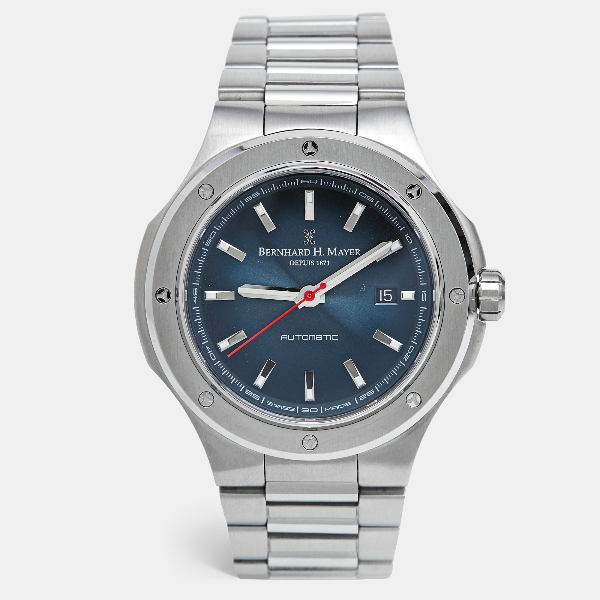 

Bernhard H. Mayer Blue Stainless Steel Limited Edition Empire Portus BH51T/CW Men's Wristwatch, Silver