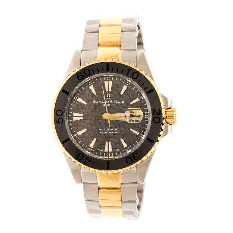 Bernhard H Mayer Grey Carbon Fiber Two-Tone Stainless Steel Nauticus Royale III Men's Wristwatch 45 mm