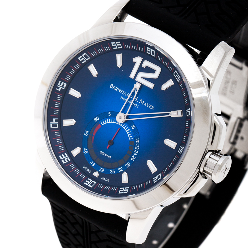 

Bernhard H. Mayer Blue Stainless Steel Black Silicon Drift Men's Wristwatch