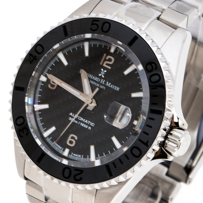 

Bernhard H. Mayer Black Stainless Steel Nauticus Austro Limited Edition Men's Wristwatch 45 MM, Silver