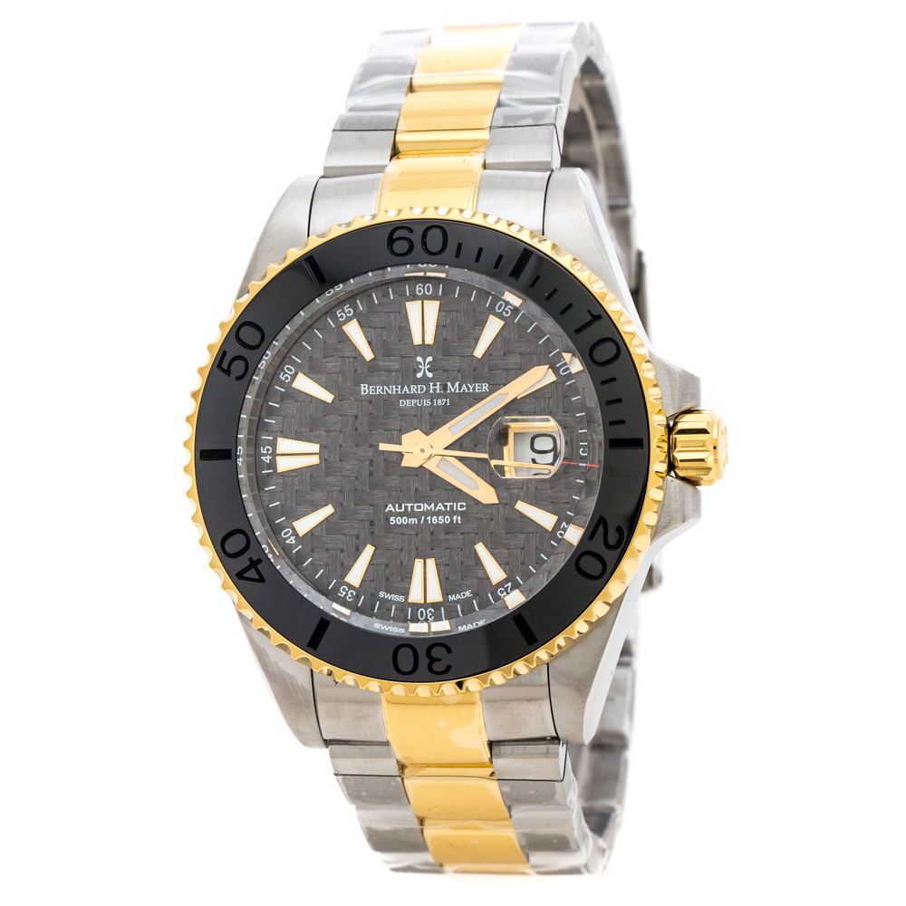 Pre Owned Bernhard H Mayer Grey Carbon Fiber Two-Tone Stainless Steel Nauticus Royale III Men's Wristwatch 45 mm
