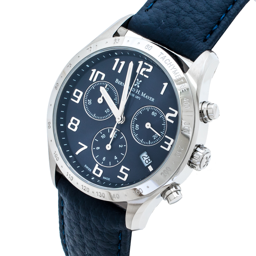

Bernard H. Mayer Blue Stainless Steel Iris Chronograph Men's Wristwatch