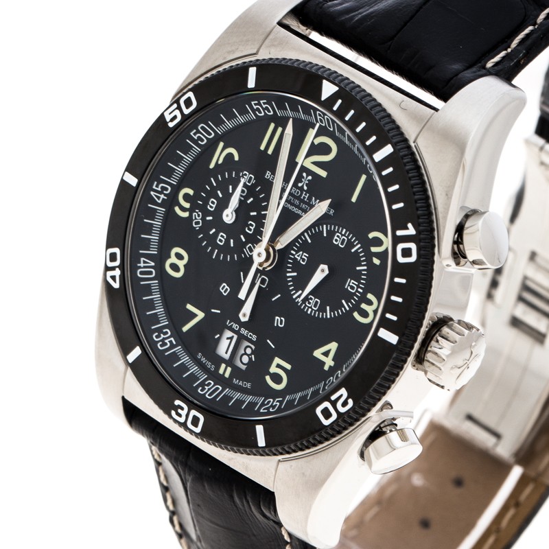 

Bernhard H. Mayer Black Stainless Steel Chronomax Men's Wristwatch