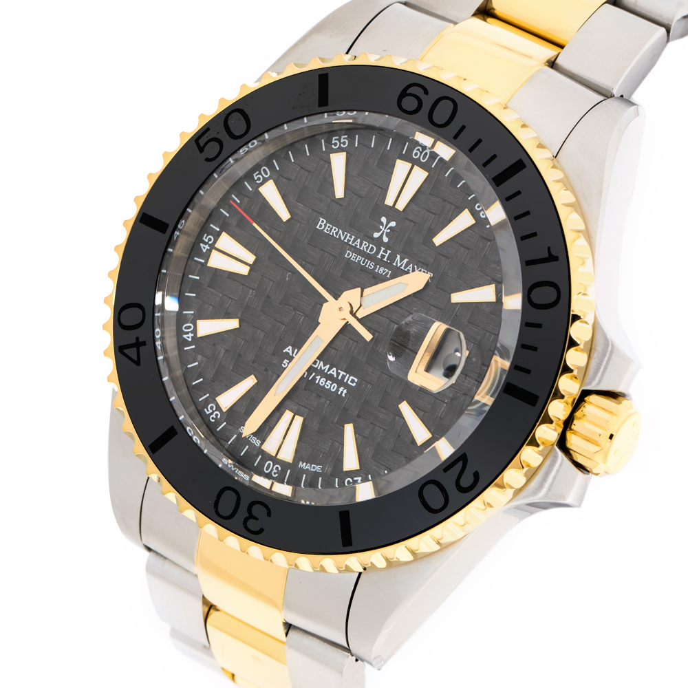 

Bernhard H Mayer Grey Carbon Fiber Two-Tone Stainless Steel Nauticus Royale III Men's Wristwatch