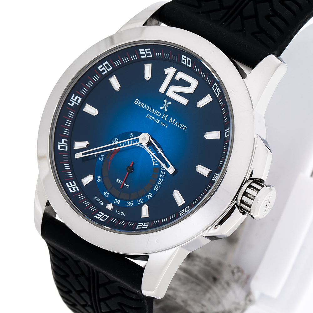 

Bernhard H. Mayer Blue Stainless Steel Black Silicon Drift Men's Wristwatch